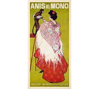 Biller Antik Anis del Mono Anisette Singe Anis Schnaps Art Nouveau Affiche A3 321