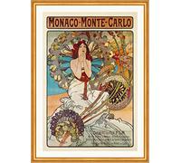 Biller Antik Monaco Monte Carlo Mucha Alphonse Chemins Poster Art Nouveau A2 362 Encadré
