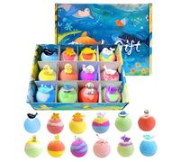 Billes de Bain avec Jouet à l'Intérieur,12 pièces produit bain - Boules Effervescentes pour Bain Moussant,Garçons anniversaire vacances été voyages garderie maison hôtel toilettes et plus