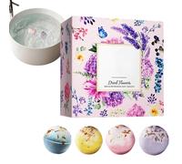 Billes de Bain Naturelles - 4 Pièces De Sphères Effervescentes Aux Fleurs Séchées - Boules Effervescentes au Sel de Bain | Pour elle, bains spa, soirées romantiques, vacances, hôtels, maison, voyage,