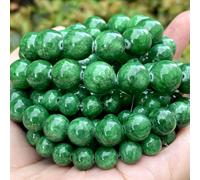 Billes lâches rondes en jade vert naturel de 6/8/10 mm pour espaceurs pour la fabrication de bijoux comme bracelets, colliers et bracelets faits main 12mm 30 pièces,6mm 59-61 pièces,8mm 45-46 pièces,1