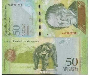 Billet de banque Venezuela Pick-Number : 92k non circulé 2015 50 Bolivares (argent pour collectionneurs - aucun moyen de paiement) Autres mammifères (singes/dinosaures/éléphants...)