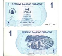 Billet de banque Zimbabwe Numéro de prélèvement : 37 non circulés 2006 1 dollars américains (argent pour les collectionneurs - aucun moyen de paiement)