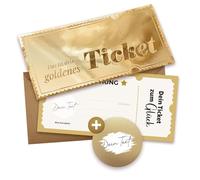 Billet doré avec autocollant à gratter - Bon à remplir soi-même avec enveloppe - Temps au lieu de choses - Cadeaux pour femme, cadeau pour petite amie, carte d'anniversaire, bon de cinéma, cadeau