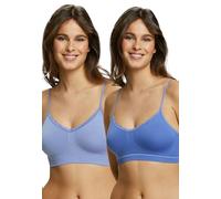 Billet Doux, Lot de 2 Brassières, Femme, Une Parfaite élasticité et Un Confort Absolu, Le Galon de Dentelle apporte Une Touche de féminité, Modèle Zen Attitude, Jaune + Rose Corail, 38-40