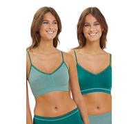Billet Doux - Lot de 2 brassières sans Armatures - Zen Attitude - Femme - Vert Lierre/Creme + Vert Lierre - 46/48