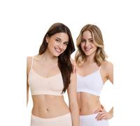 Billet Doux - Modèle Zen Attitude - Lot de Deux brassières sans Armatures - Femme - 42/44 - Blush + Blanc