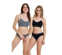Billet Doux - Modèle Zen Attitude - Lot de Deux brassières sans Armatures - Femme - 46/48 - Noir & Noir/Gris