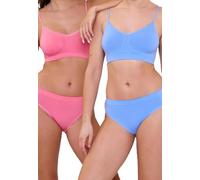 Billet Doux - Modèle Zen Attitude - Lot de Deux Slips Taille Normale - Femme - 42/44 - Bleuet + Rose Corail
