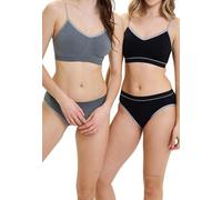 Billet Doux - Modèle Zen Attitude - Lot de Deux Slips Taille Normale - Femme - 46/48 - Noir & Noir/Gris