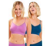 Billet Doux - Modèle Zen Attitude - Lot de Deux brassières sans Armatures - Femme - 46/48 - Mauve Opéra + Bleu Véritable