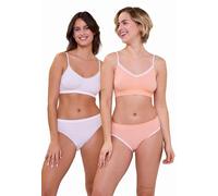 Billet Doux - Zen Attitude - Lot de 2 Slips - sans Coutures - Femme - Orange & Blanc - 42/44