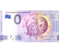 Billet Touristique 0 Euro Gagarin · 60e Anniversaire du Premier vol Spatial habité · Souvenir zéro € Note Billet de Banque