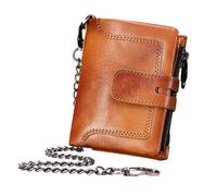 Billetera de piel de para hombres real | cierre de la billetera de la cadena antirrobo de con múltiples ranuras de tarjetas de bolsillo y un bolso elegant y elegante que ofrece al, YELLOW, verwijzen