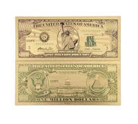 Billets de dollars en or, plaqué or 24 carats, billets de banque d'un million de milliards de dollars, marque-page en or pour décoration