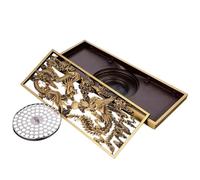 Billg Caniveau de Douche en Laiton Siphon Sol D'évacuation à Carreler, Évacuation de Douche Verticale avec Siphon à Bloqueur D'odeurs Et Filtre à Cheveux, Strip Caniveau de Douche 30 Cm