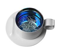 Billg Tasse Expresso Coffee Mug Cafe et Soucoupes Tasse Cappuccino 250ml Procédé de Placage Métallique Au Titane Cadeaux Anniversaire Femme Poissons
