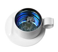 Billg Tasse Expresso Coffee Mug Cafe et Soucoupes Tasse Cappuccino 250ml Procédé de Placage Métallique Au Titane Cadeaux Anniversaire Femme Bélier