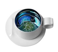 Billg Tasse Expresso Coffee Mug Cafe et Soucoupes Tasse Cappuccino 250ml Procédé de Placage Métallique Au Titane Cadeaux Anniversaire Femme Lion