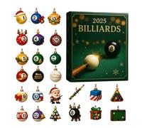 Billiards Countdown Calendar - Acrylic Pendant Ornaments for Christmas | 2d Flat Design with 24-Day Holiday Theme, Hanging Decoration for Tree, Window, Wall, Friends, Adults, Teens, Players, Fans Gift