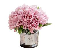 Billibobbi , Fleurs artificielles avec Vase, Fleurs de Pivoine artificielles dans Un Vase Gris, compositions Florales artificielles pour décoration d'intérieur, Lilas Clair, Petite Taille