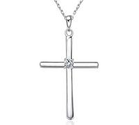 Billie Bijoux Cadeaux de Première Communion pour Filles Croix Colliers pour Femmes 925 Sterling Argent Croix Pendentif Colliers Bijoux Cadeaux pour Maman Femmes Femme Filles Son (A-silver)