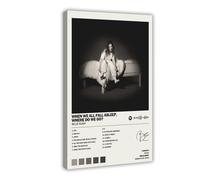 Billie Eilish Album de musique sur toile avec inscription « When We All Fall Asleep Where Do We Go » - Décoration de chambre à coucher, de bureau, de bureau - Cadre cadeau - 60 x 90 cm