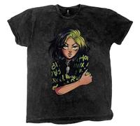 Billie Eilish T-Shirt Anime Billie Logo Nue Officiel Unisexe Dip Dye Mineral