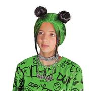 Billie Eilish Wig, Official Green Double Bun Outfit Accessory for Kids, Artist Inspired Children's Size Costume Headpiece