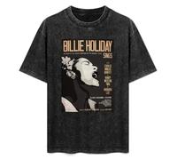 Billie Holiday Retro Style Concert T-Shirt Printed Tee Graphic Top for Men Black Shirt 3XL