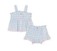 Billieblush - Ensemble Top À Bretelles + Short - Bleu Blanc - Fille - 6 Mois