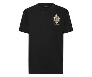 Billionaire, Homme, Tops, Noir, Taille: XS T-Shirt Col Rond Fleur-de-lis