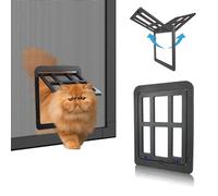 Billionchains Chatière moustiquaire pour porte coulissante Fermeture automatique Chatière pour porte moustiquaire verrouillable Convient pour chats/chiots Noir