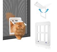 Billionchains Chatière moustiquaire pour porte coulissante Fermeture automatique Chatière pour porte moustiquaire verrouillable Convient pour chats/chiots Blanc