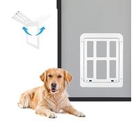 Billionchains Clapet pour chien pour moustiquaire - Fermeture automatique - Pour grands chiens - Verrouillable - Convient pour les chiens de taille moyenne à grande - Blanc