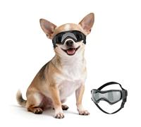 Billionchains Lunettes de soleil pour chiens de très petite race, protection UV, coupe-vent, taille XS, avec sangle de tête et menton réglables pour promenade, voiture, randonnée, voyage, plage - Noir