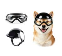 Billionchains Lunettes et casque pour petit chien - Protection UV - Casque de moto durable avec trou d'oreille - Lunettes et casque réglables pour animaux de compagnie de petite race