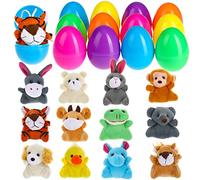 BILLMOSS Lot de 12 œufs de Pâques pré-remplis avec mini jouets en peluche, panier de Pâques pour enfants, chasse aux œufs de Pâques (pré-remplis)