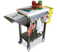 Billot de Boucher en Polyéthylène Blanc et Inox Spécial Desserte Barbecue Fricosmos