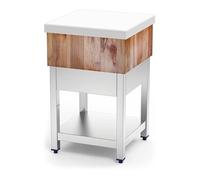 Billot de Boucher Inox en Bois et Polyéthylène Blanc Fricosmos G