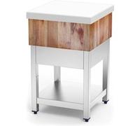 Billot de Boucher Inox en Bois et Polyéthylène Blanc Fricosmos