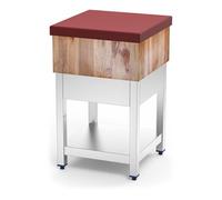 Billot de Boucher Inox en Bois et Polyéthylène Rouge Fricosmos