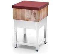 Billot de Boucher Inox en Bois et Polyéthylène Rouge Fricosmos