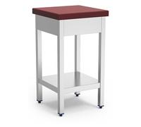 Billot de Boucher Professionnel Absorption Améliorée en Inox et Polyethylène Rouge Fricosmos