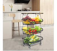 Billot de cuisine avec roulettes - HOMEWELL - 41*30.5*72.5 cm - Métal - Noir - Contemporain - Design