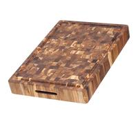 Billot en teck bois de bout de bout avec rigole épaisseur - 6,4 cm 52 x 36 cm