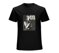 Billy Idol Punk Rock Singing Vinta Mic Album Tour Concert Merch Unisex 100% Cotton Short-Sleeve T-Shirts Black XL
