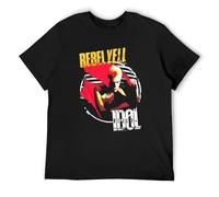 Billy Idol Rebel Yell Men's Paint Punk Rock Album Cover Art Tour Merch Casual T Shirt Print Tops Black M