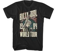 Billy Idol World Tour 1984 Mens T Shirt Poster Art Punk Rock Album Concert Merch Black 3XL