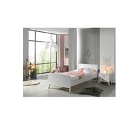 Vipack Billy Lit Blanc Satin 90x200cm + Chevet Blanc Satin